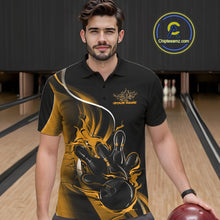 Load image into Gallery viewer, Custom Yellow Flame Bowling Men Jerseys, Bowling Team League Shirt Bowlers Jerseys IPHW11299