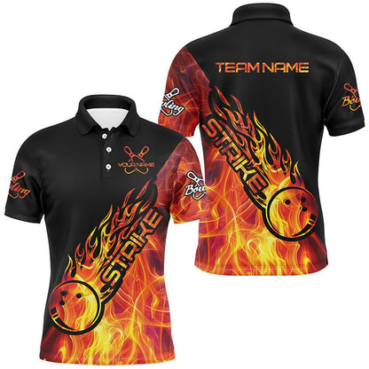 Custom Flame Bowling Shirts For Men, Bowling Team Shirts Bowling Strike IPHW7154