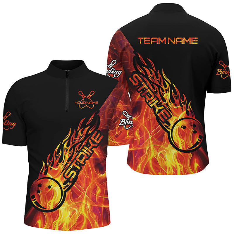 Custom Flame Bowling Shirts For Men, Bowling Team Shirts Bowling Strike IPHW7154