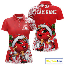 Load image into Gallery viewer, Custom Cute Funny Ladies Christmas Bowling Polo Shirts, Women Team Xmas Bowling Outfit IPHW10138