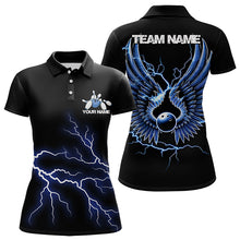 Load image into Gallery viewer, Blue Thunder Lightning Bowling Wings Custom Bowling Team Polo Shirts For Women IPHW8393