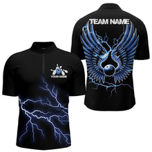 Load image into Gallery viewer, Blue Thunder Lightning Bowling Wings Custom Bowling Team Quarter-Zip Shirts For Men IPHW8393