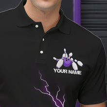 Load image into Gallery viewer, Purple Thunder Lightning Bowling Wings Custom Bowling Team Polo Shirts For Men IPHW8395