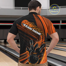 Load image into Gallery viewer, Custom Black And Orange Flame Bowling Jerseys, Bowling Team Quarter-Zip Shirts For Men IPHW9887