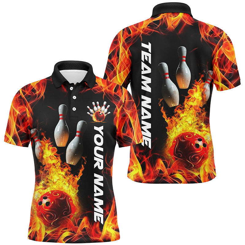 Custom Flame Bowling Shirts For Men, Bowling Team Shirt Bowlers Outfits IPHW7516