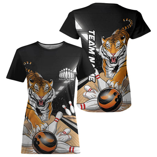 Custom Tiger Bowling T-Shirts For Women, Tiger Bowling Team Bowler Outfits IPHW7980