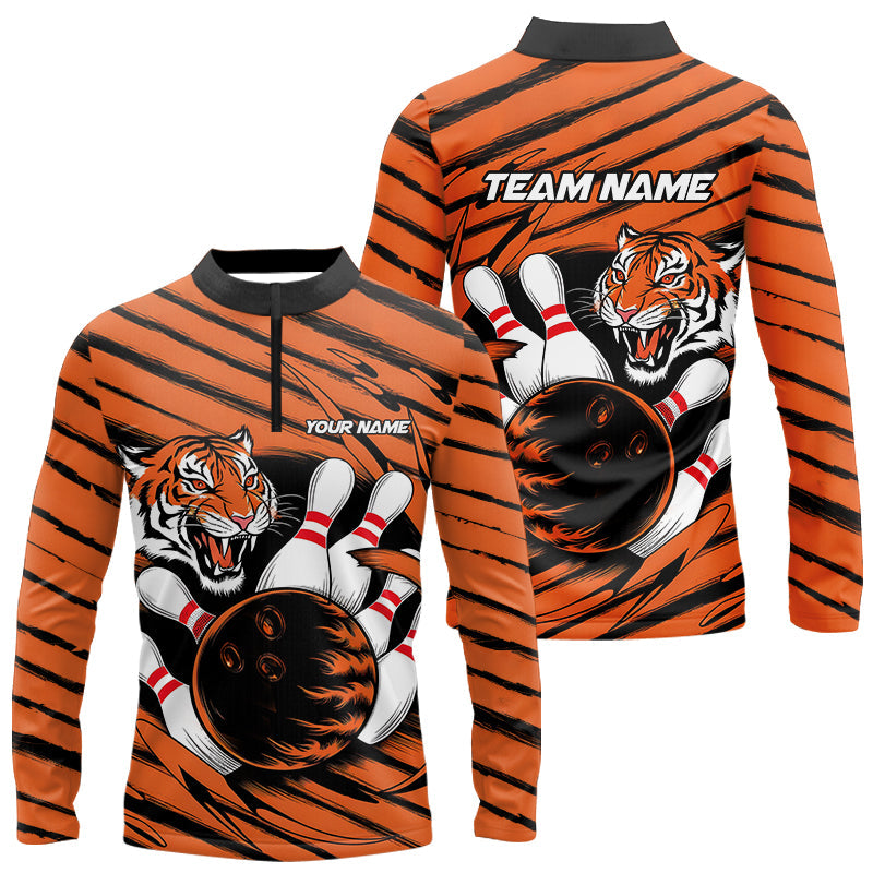 Custom Tiger Bowling Shirts For Men, Tiger Bowling Team Shirt Bowler Uniform Outfits IPHW7982