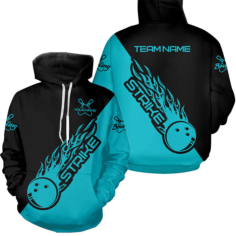 Custom Bowling Hoodie Shirts For Men And Women, Bowling Team Shirts Bowling Strike | Ball Blue IPHW4289