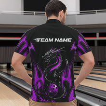 Load image into Gallery viewer, Custom Black And Purple Flame Dragon Bowling Tournament Quarter-Zip Shirts For Men, Bowlers Outfits IPHW8657