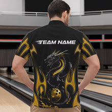 Load image into Gallery viewer, Custom Black And Gold Flame Dragon Bowling Tournament Quarter-Zip Shirts For Men, Bowlers Outfits IPHW8658