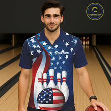 Load image into Gallery viewer, American Flag Custom Patriotic Bowling Shirts For Men And Women, Team Bowling League Shirts Uniform IPHW7555
