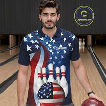 Load image into Gallery viewer, American Flag Custom Patriotic Bowling Shirts For Men, Team Bowling League Shirts Uniform IPHW7555