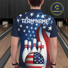 Load image into Gallery viewer, American Flag Custom Patriotic Bowling Shirts For Men, Team Bowling League Shirts Uniform IPHW7555
