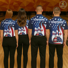 Load image into Gallery viewer, American Flag Custom Patriotic Bowling Shirts For Men, Team Bowling League Shirts Uniform IPHW7555