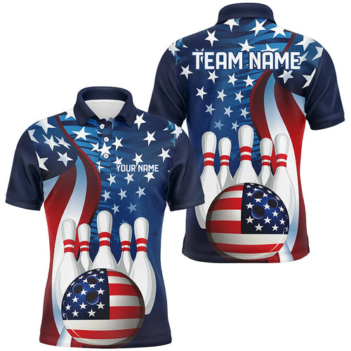American Flag Custom Patriotic Bowling Shirts For Men, Team Bowling League Shirts Uniform IPHW7555