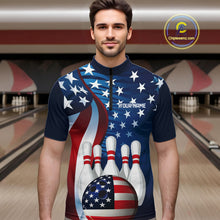 Load image into Gallery viewer, American Flag Custom Patriotic Bowling Shirts For Men, Team Bowling League Shirts Uniform IPHW7555