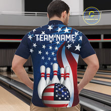 Load image into Gallery viewer, American Flag Custom Patriotic Bowling Shirts For Men, Team Bowling League Shirts Uniform IPHW7555