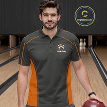 Load image into Gallery viewer, Custom Black And Orange Classic Bowling Team Polo Shirt For Men, Bowling League Shirt IPHW9913