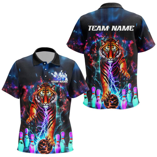 Custom Colorful Thunder Lightning Tiger Bowling Team Kid Polo Shirt, Bowling League Shirt IPHW7996