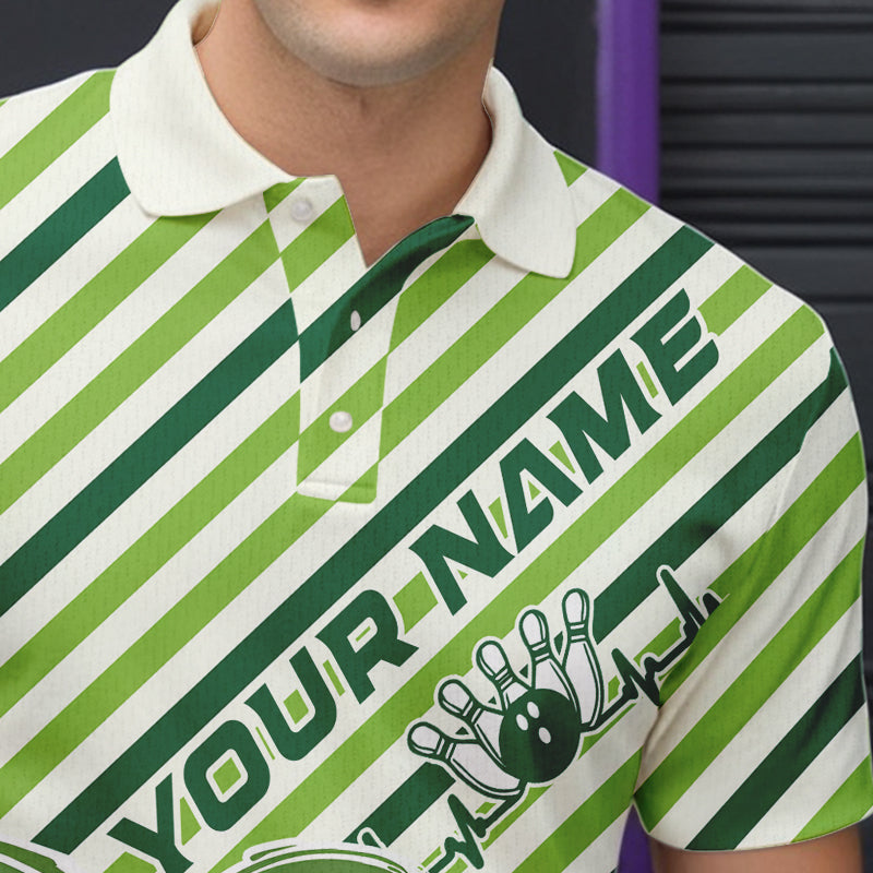 Custom Saint Patricks Day Heart Bowling Polo Shirt For Men, Lucky Bowling Team League Shirt IPHW8683