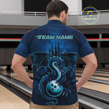 Load image into Gallery viewer, Custom Black And Blue Dragon Bowling Quarter-Zip Shirts For Men, Dragon League Team Shirt IPHW9532