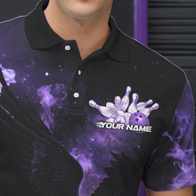 Load image into Gallery viewer, Custom Purple Flame Eagle Bowling Polo Shirts For Men, Ealge Bowling Team Shirt With Name IPHW8448