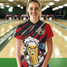 Load image into Gallery viewer, Custom Funny Red Bowling Jerseys Bowling And Beer Women Shirts, Bowling Jerseys IPHW10532