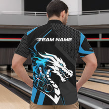 Load image into Gallery viewer, Custom Black And Blue Dragon Bowling Jerseys, Bowling Team Men Quarter-Zip Shirts Bowlers Outfit IPHW8700