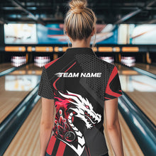 Load image into Gallery viewer, Custom Black And Red Dragon Bowling Jerseys, Bowling Team Women Polo Shirts Bowlers Outfit IPHW8701