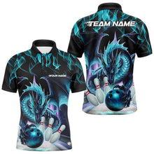 Load image into Gallery viewer, Custom Blue Flame Dragon Bowling Polo Shirts For Men, Dragon Bowling Team Jerseys IPHW8959