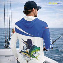 Load image into Gallery viewer, Custom Mahi Mahi, Sailfish, Tuna Florida Long Sleeve Hooded Saltwater Fishing Shirts For Men IPHW11353