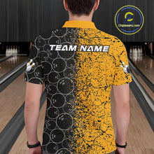 Load image into Gallery viewer, Custom Black And Yellow Splatter Bowling Ball Pattern Bowling Team Polo Shirts For Men IPHW9788