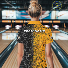 Load image into Gallery viewer, Custom Black And Yellow Splatter Bowling Ball Pattern Bowling Team Polo Shirts For Women IPHW9788