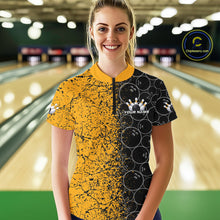 Load image into Gallery viewer, Custom Black And Yellow Bowling Ball Pattern Bowling Team Women Quarter-Zip Shirts IPHW9788