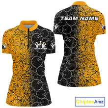 Load image into Gallery viewer, Custom Black And Yellow Bowling Ball Pattern Bowling Team Women Quarter-Zip Shirts IPHW9788