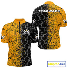 Load image into Gallery viewer, Custom Black And Yellow Splatter Bowling Ball Pattern Bowling Team Quarter-Zip Shirts For Men IPHW9788
