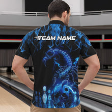 Load image into Gallery viewer, Custom Black And Blue Flame Scorpio Zodiac Bowling Men Quarter-Zip Shirts, Scorpion Bowler Outfit IPHW8972