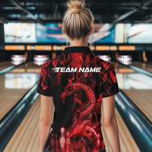 Load image into Gallery viewer, Custom Black Red Flame Scorpion Zodiac Bowling Women Quarter-Zip Shirt Bowler Outfit IPHW8973