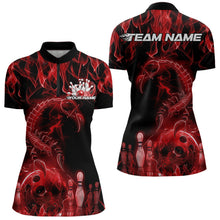 Load image into Gallery viewer, Custom Black Red Flame Scorpion Zodiac Bowling Women Quarter-Zip Shirt Bowler Outfit IPHW8973