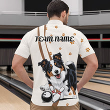 Load image into Gallery viewer, Custom Funny Border Collie Dog Bowling Men Quarter-Zip Shirts, Dog Paw Print Bowler Outfit IPHW8974