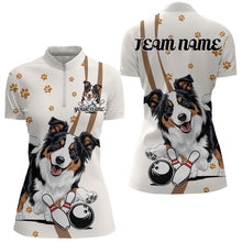 Load image into Gallery viewer, Custom Funny Border Collie Dog Bowling Women Quarter-Zip Shirt, Dog Paw Bowler Outfit IPHW8974