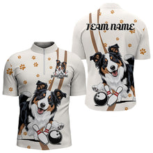 Load image into Gallery viewer, Custom Funny Border Collie Dog Bowling Men Quarter-Zip Shirts, Dog Paw Print Bowler Outfit IPHW8974