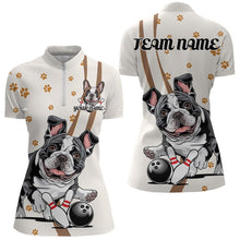 Load image into Gallery viewer, Custom Funny French Bulldog Bowling Women Quarter-Zip Shirts, Dog Paw Print Bowler Outfit IPHW8975