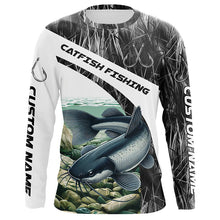 Load image into Gallery viewer, Gray Camo Custom Catfish Fishing Long Sleeve Fishing Shirts, Catfish Fishing Jerseys IPHW7016