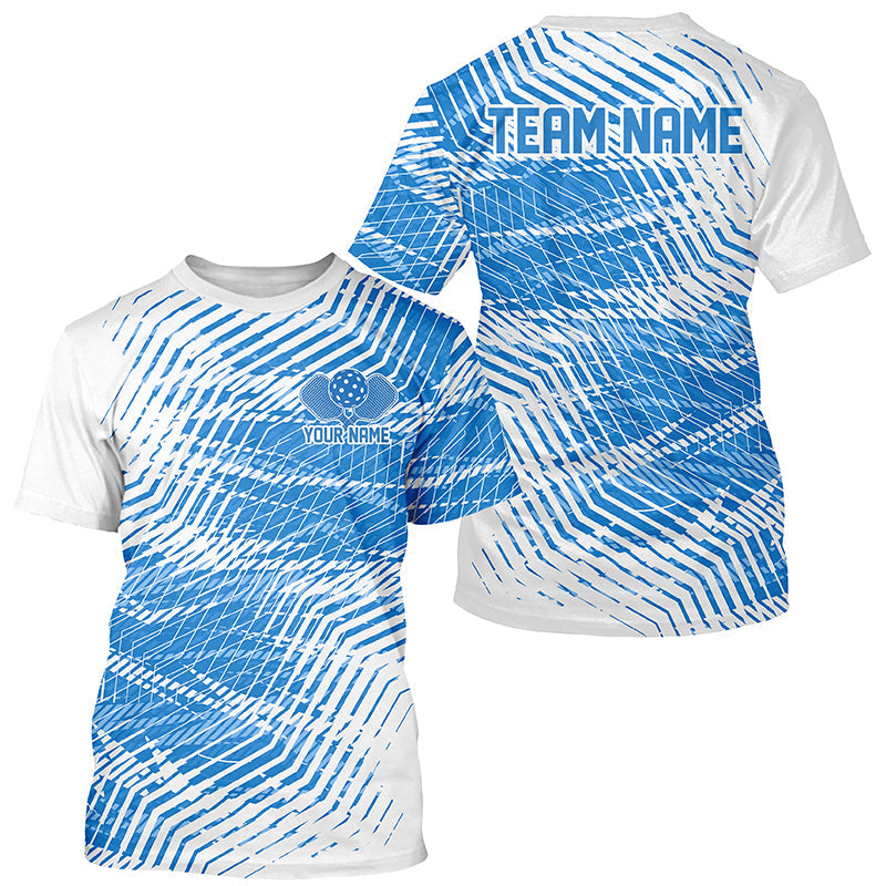 White And Blue Custom Pickleball T-Shirts For Men, Pickleball Team Shirt Pickleball Clothing IPHW7785