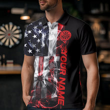 Load image into Gallery viewer, Custom Ameircan Flag Flame US Dart Polo Shirts For Men, Patriotic Dart Team Shirt IPHW8510