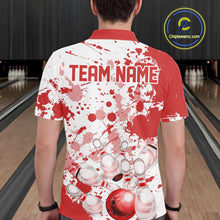 Load image into Gallery viewer, Custom Red Splatter Bowling Team League Shirts For Men, Bowling Jerseys Bowler Outfit IPHW10593