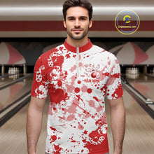 Load image into Gallery viewer, Custom Red Splatter Bowling Team League Shirts For Men, Bowling Jerseys Bowler Outfit IPHW10593