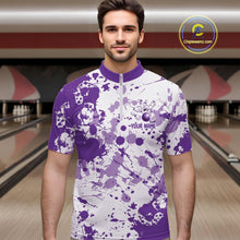 Load image into Gallery viewer, Custom Purple Splatter Bowling Team League Shirts For Men, Bowling Jerseys Bowler Outfit IPHW10595