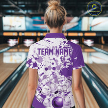 Load image into Gallery viewer, Custom Purple Splatter Bowling Team League Shirt For Women, Bowling Jersey Bowler Outfit IPHW10595